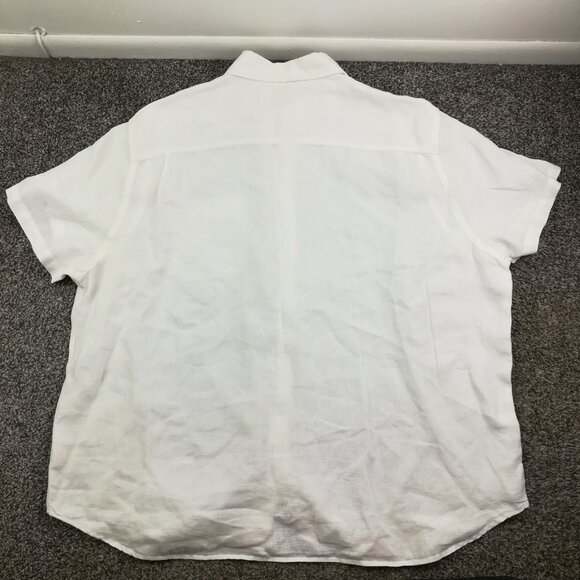 Faherty Shirt Palma Linen Basketweave S/S Button Down White Mens 2XL Relaxed Fit - Picture 7 of 14